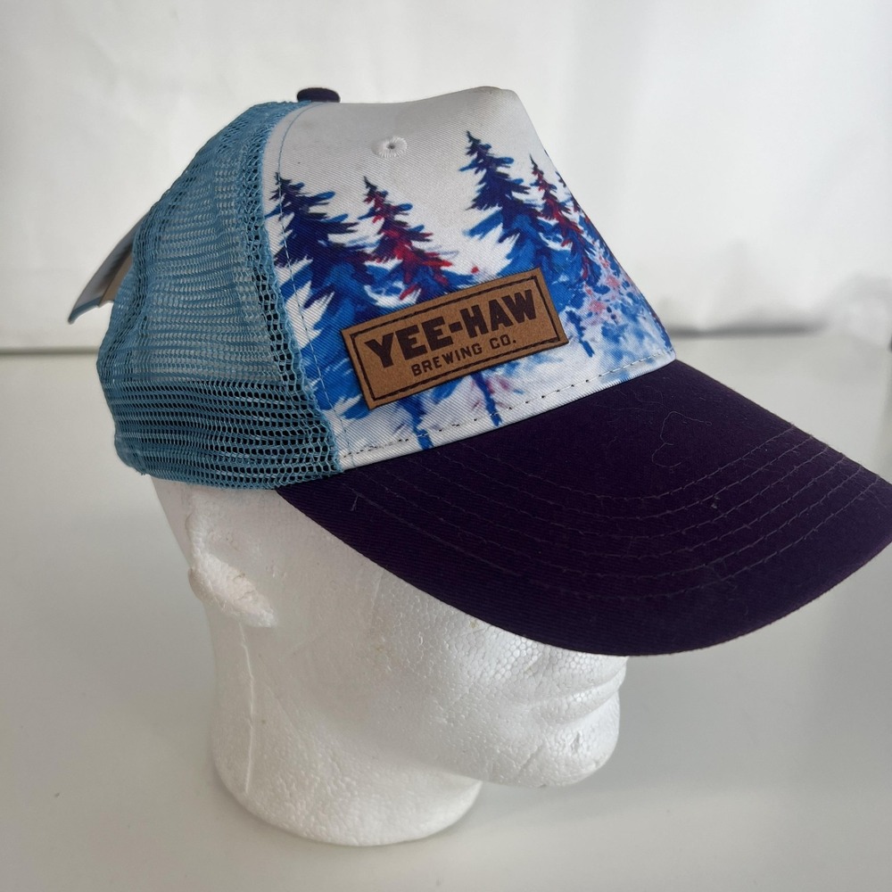 Yee-Haw Brewing Co Hat Cap Snap‎ Back Purple Blue Trucker Mesh Mens Locale